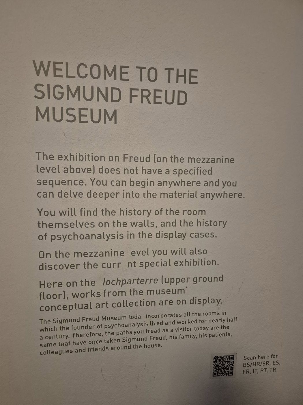 Panoul de bun venit al Muzeului Sigmund Freud din Viena